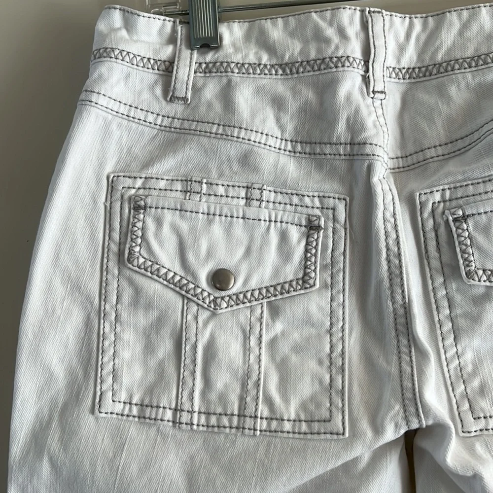 CAbi Women’s White Denim Bermuda Shorts.